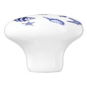 Blauwe en witte zeeschelpen keramische knop (Zijkant)