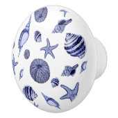 Blauwe en witte zeeschelpen keramische knop (Rechts)