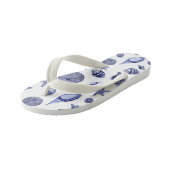 Blauwe en witte zeeschelpen kinder teenslippers (Schuin)
