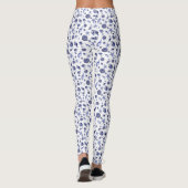 Blauwe en witte zeeschelpen leggings (Achterkant)