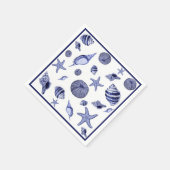 Blauwe en witte zeeschelpen servet (Hoek)