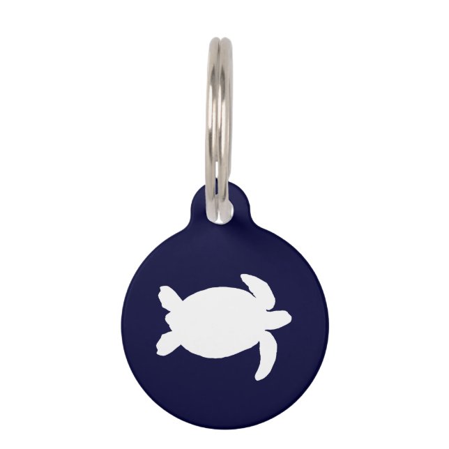Blauwe en Witte Zeeschildpad Huisdierpenning (Voorkant)