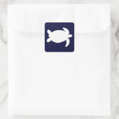 Blauwe en Witte Zeeschildpad Vierkante Sticker (Tas)