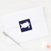 Blauwe en Witte Zeeschildpad Vierkante Sticker (Envelop)