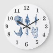 blauwe en witte zeeschok grote klok (Voorkant)