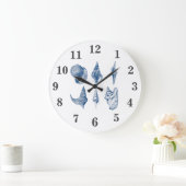 blauwe en witte zeeschok grote klok (Huis)
