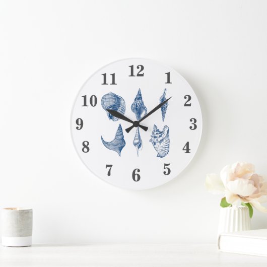 blauwe en witte zeeschok grote klok (Huis)