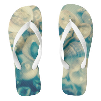 Blauwe en witte zeeschok teenslippers