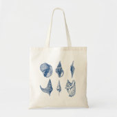  blauwe en witte zeeschok tote bag (Voorkant)