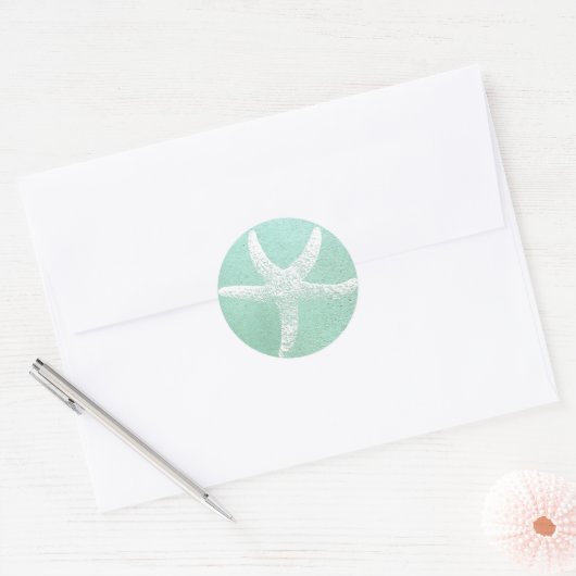 Blauwe en witte zeester Sticker (Envelop)