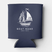 Blauwe en witte zeilboot blikjeskoeler (Voorkant)