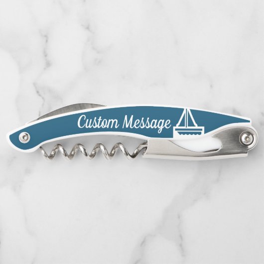  blauwe en witte zeilschroef kurkentrekker (Achterkant)