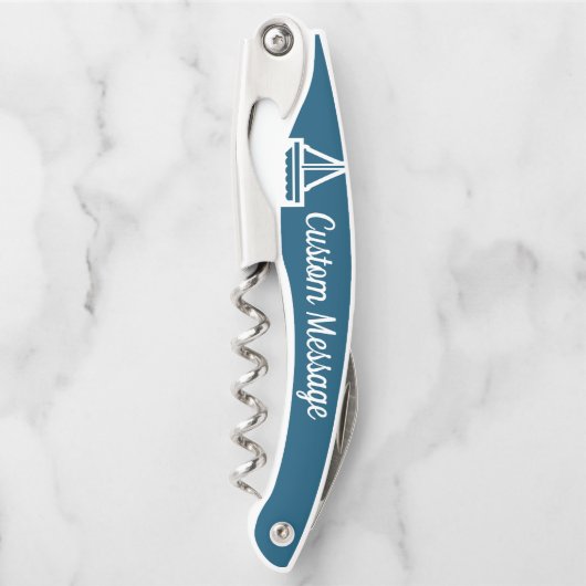  blauwe en witte zeilschroef kurkentrekker (Voorkant)