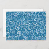 Blauwe en witte zomergolven aankondiging (Voorkant / Achterkant)