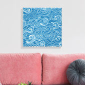 Blauwe en witte zomergolven canvas afdruk (Insitu (Woonkamer))