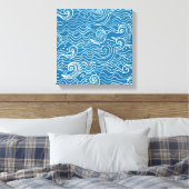 Blauwe en witte zomergolven canvas afdruk (Insitu (Slaapkamer))