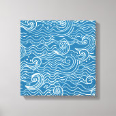 Blauwe en witte zomergolven canvas afdruk (Voorkant)