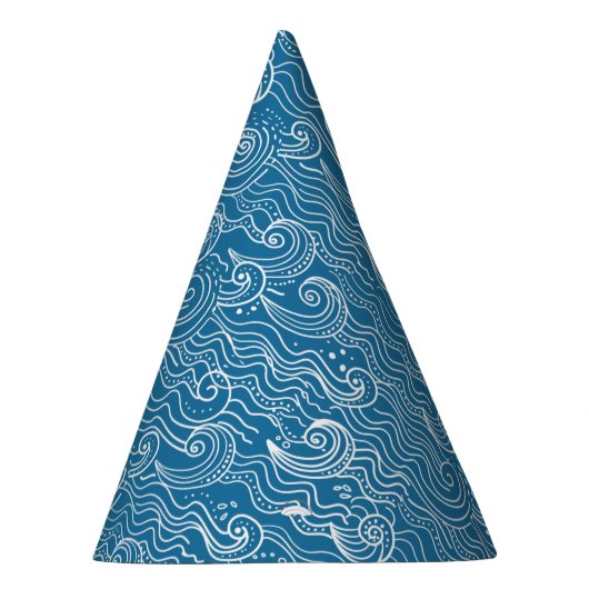 Blauwe en witte zomergolven feesthoedjes (Rechts)