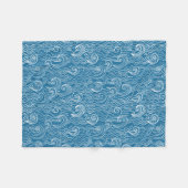 Blauwe en witte zomergolven fleece deken (Voorkant (Horizontaal))