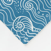 Blauwe en witte zomergolven fleece deken (Hoek)