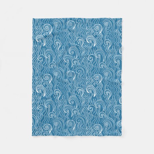 Blauwe en witte zomergolven fleece deken (Voorkant)