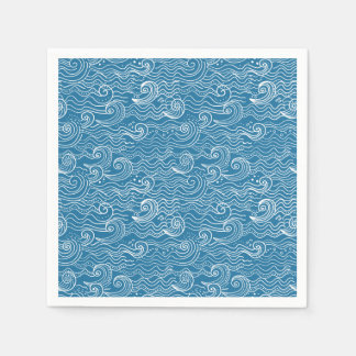 Blauwe en witte zomergolven servet