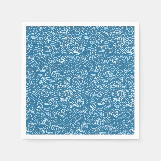 Blauwe en witte zomergolven servet (Voorkant)