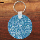 Blauwe en witte zomergolven sleutelhanger (Voorkant)
