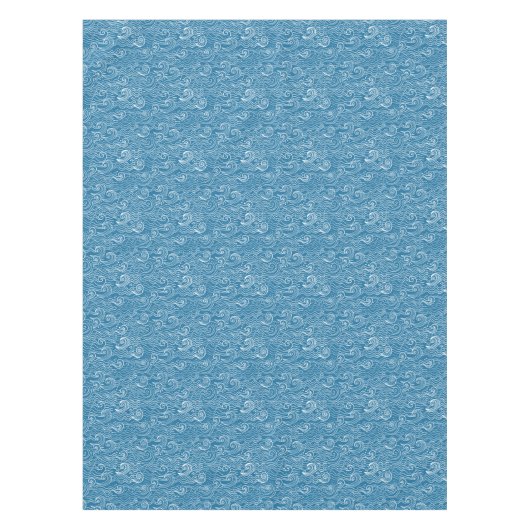 Blauwe en witte zomergolven tafelkleed (Voorkant)