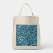 Blauwe en witte zomergolven tote bag (Achterkant)