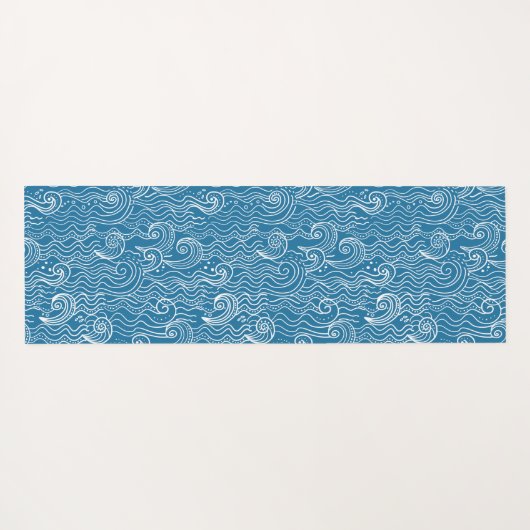 Blauwe en witte zomergolven yogamat (Achterkant (horizontaal))