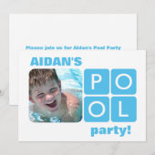 Blauwe en witte zomerpool Fotouitnodiging Kaart (Voorkant / Achterkant)