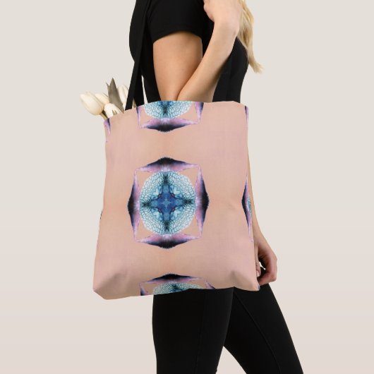 Blauwe en zalmharten tote bag (Dichtbij)