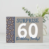 Blauwe en zand moderne 60e verrassingsdag kaart (Staand voorkant)