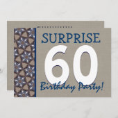 Blauwe en zand moderne 60e verrassingsdag kaart (Voorkant / Achterkant)
