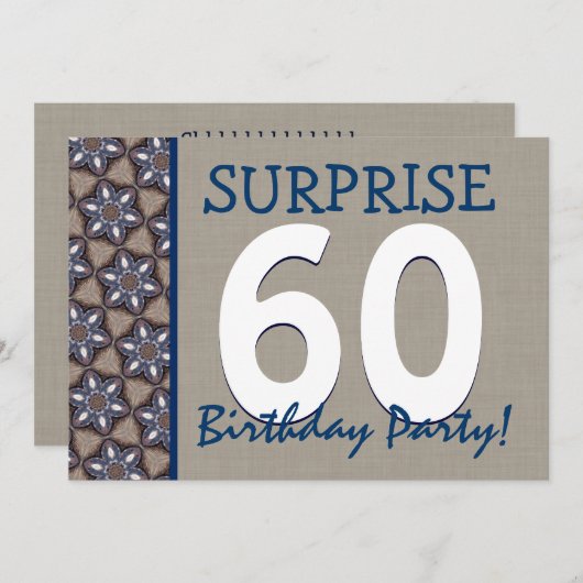 Blauwe en zand moderne 60e verrassingsdag kaart (Voorkant / Achterkant)