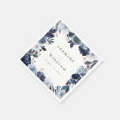 Blauwe en zeemleder Floral Name Napkins Servet (Hoek)