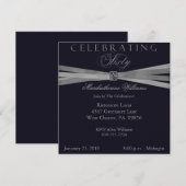 Blauwe en Zilveren 60e verjaardag Uitnodigingen (Voorkant / Achterkant)