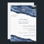 Blauwe en Zilveren Agate Border, Bar Mitzvah Foto Kaart<br><div class="desc">Dit moderne ontwerp is voorzien van een prachtige blauwe en zilveren glittery agate rand met uw aangepaste tekst aan de voorkant en foto aan de achterkant. Gebruik de vorm van de sjabloon om uw inhoud toe te voegen. De geavanceerde het uitgeven menu's, die door "te kiezen verder"worden betreden, zullen u...</div>