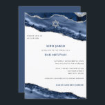 Blauwe en Zilveren Agate Border, Bar Mitzvah Kaart<br><div class="desc">Dit moderne ontwerp is voorzien van een prachtige blauwe en zilverige glittery agate rand en uw aangepaste tekst op de voor- en achterzijde indien nodig. Gebruik de vorm van de sjabloon om jouw tekst toe te voegen. De geavanceerde het uitgeven menu's, die door "te kiezen verder"worden betreden, zullen u toestaan...</div>