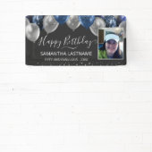 Blauwe en Zilveren Ballonnen Verjaardagsfeest Budg Spandoek (Insitu)