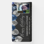 Blauwe en Zilveren Ballonnen Verjaardagsfeest Budg Spandoek (Verticaal)
