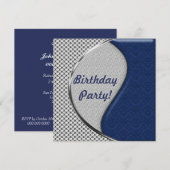 Blauwe en Zilveren Birthday-feestdagen Kaart (Voorkant / Achterkant)
