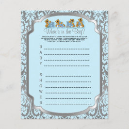 Blauwe en Zilveren Damast Teddyberen - Spel Flyer