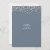Blauwe en Zilveren Glitter Bridal Shower Uitnodigi Kaart (Achterkant)