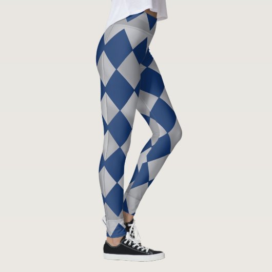 Blauwe en zilveren Harlequin Patterned Leggings (Rechts)