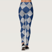Blauwe en zilveren Harlequin Patterned Leggings (Achterkant)