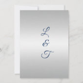 Blauwe en Zilveren Huwelijksuitnodiging Kaart (Achterkant)