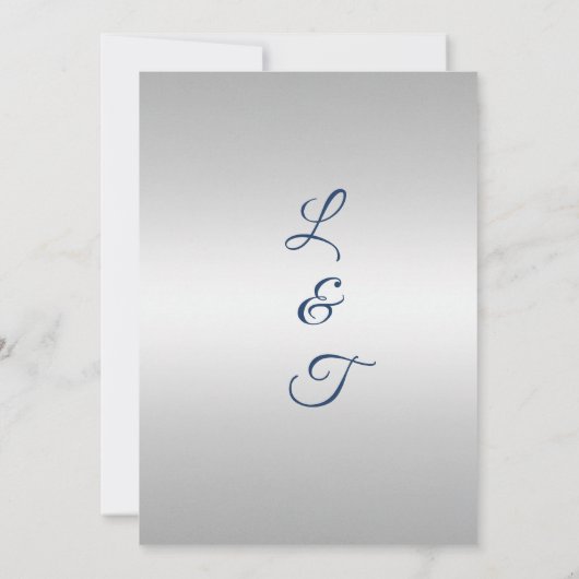 Blauwe en Zilveren Huwelijksuitnodiging Kaart (Achterkant)