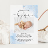 Blauwe en Zilveren Jongen Doop Toewijding Kaart